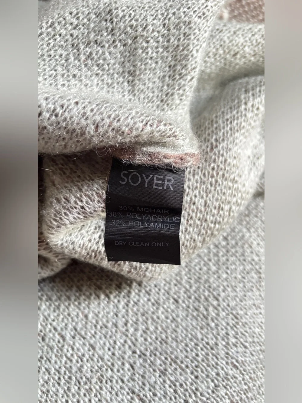 SOYER Women’s Mohair Blend V-Neck Oversized Knit Sweater Taupe 24x23